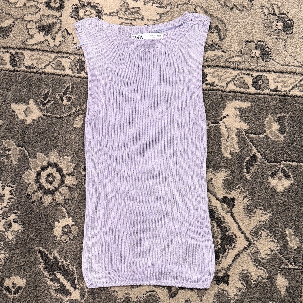 Zara Light Purple Knit Sleeveless Top